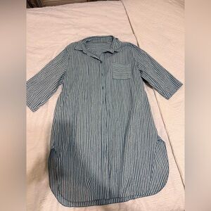 Blue and white cotton dress